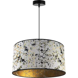 Light-Home Werona Elegant Hängelampe - Modern Deckenlampe für Wohnzimmer Schlafzimmer und Esszimmer - Pendelleuchte aus Metall mit Classic Lampenschirm - Weiß - Gold - 23x45 cm