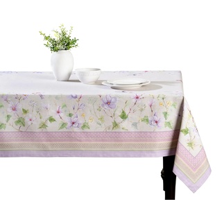 Maison d' Hermine Tischdecken, 100% Baumwolle, 160cm x 220cm dekorative, waschbare, quadratische Tischdecke, Tischdecke für Muttertagsgeschenke, Essen, Küche, Magnolia Mornings -Frühling/Sommer