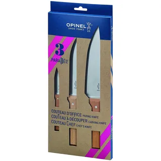 Opinel Parallele Messerset 3-tlg.  rostfreier Stahl Buchenholzgriff Mehrfarbig