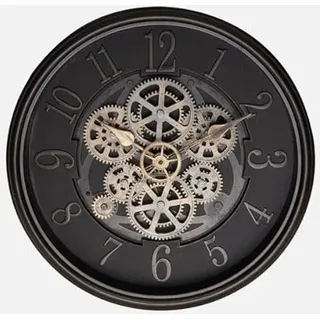 Braune Wanduhr 40 x 40 x 7 cm mit beweglichen Zahnrädern, ideal für Dekoration und als funktionales Element im Haus.