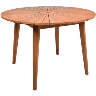 Gardenson Gartentisch , Hellbraun , Holz , Akazie , massiv , rund , rund , 110x75x110 cm , regenabweisend, Schirmloch, UV-beständig, wetterbeständig , Holzmöbel, Holztische, Gartentische Holz