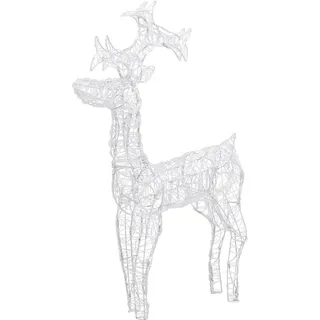 vidaXL Weihnachtsdeko Rentier 90 LEDs 60x16x100 cm Acryl - Weiß