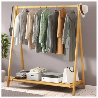 BEARQUN kleiderständer aus Holz - kleiderständer aus Massivholz mit Hutablage - Garderobenständer mit Haken - kleiderständer klappbar - bis 80 kg - für Flur, Wohnzimmer - 60/80/100/120CM