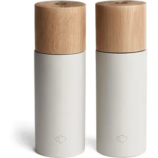 Springlane Salz & Pfeffermühle 2er Set aus Buchenholz & Beton, Gewürzmühle, Chilimühle, Verstellbares Keramikmahlwerk, Unbefüllt, Skandinavisches Design - Grau
