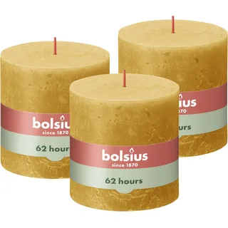 Bolsius Rustik Stumpenkerze 10 x 10 cm 3 St. ockergelb