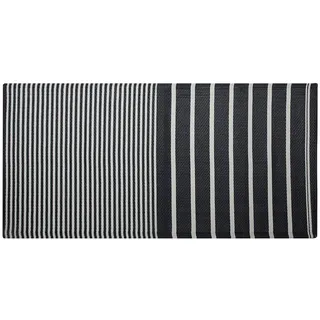 Beliani Outdoor Teppich Weiß Polypropylen 90 x 180 cm Gestreift Jacquardgewebt Rechteckig - Blau, Weiß