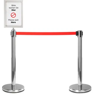Stagecaptain PLS-200S Absperrständer Personenleitsystem silber Paar Set mit Schilderaufsatz
