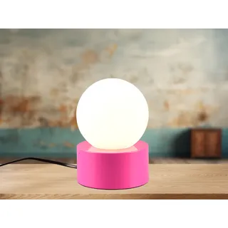 LED Nachttischlampe Pink Fensterbank mit Touch dimmbar Kugel Glas Weiß Ø 12cm