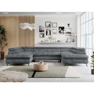 MKS Meble MKS Wohnlandschaft, Dunkelgrau, 6-Sitzer, U-Form, 346x76x208 cm, Wohnzimmer, Sofas & Couches, Wohnlandschaften, Wohnlandschaften in U-Form