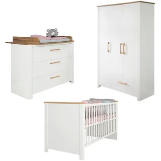 Roba Babyzimmer-Set Ava 3-teilig , Weiß , Holzwerkstoff , 5 Fächer , 4 Schubladen , 138.5x200x119 cm , Babymöbel & Kindermöbel, Babyzimmer