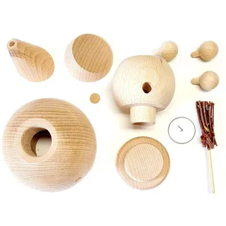 Hess Holzspielzeug 40020 - Bastelset Kugel-Räuchermann aus Holz, Weihnachtsmann mit Besen, 11-teilig, Dekoration für die Advents- und Weihnachtszeit aus dem Erzgebirge