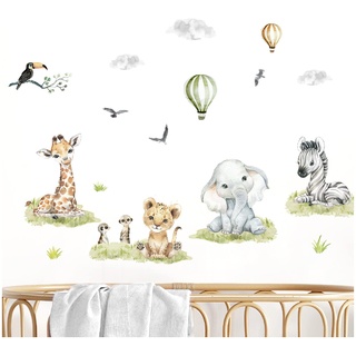 Little Deco Wandtattoo Wandsticker Kinderzimmer Mädchen Jungen Baby Safari Tiere Wandaufkleber Löwe Zebra Spielzimmer Wanddeko Babyzimmer Wandbild Kinder DL893-2