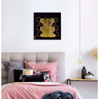 Leinwandbild QUEENCE "Bears III", gold (farbe bild(er): goldfarben), B:60cm H:60cm, Holzrahmen, Leinwand, Bilder, Leinwandbild, Premium-Leinwandstoff, Handarbeit aus Deutschland