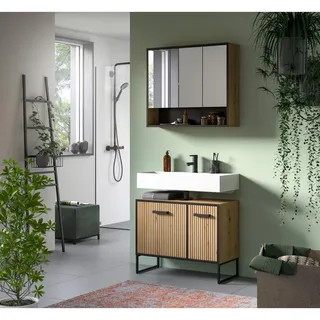 MID.YOU Badezimmer Bagno 2-tlg. Eiche Artisan/Schwarz