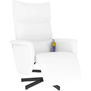 vidaXL Massagesessel mit Fußteil Kunstleder 84 x 106,5 x 0 cm Weiß mit Kissen