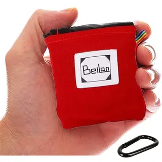 BeiLan Mini-Picknickdecke, langlebig, leicht, wasserdicht, sanddicht, für Strand, Camping, Reisen, mit tragbarer Tasche für Outdoor-Aktivitäten (70 x 110 cm, Schwarz und Rot)