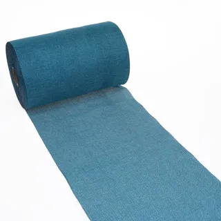 Deko AS GmbH DEKO AS Shabby Chic Leinenoptik Tischläufer, Polyester geruchsneutral, Türkis, 20 cm x 25 m