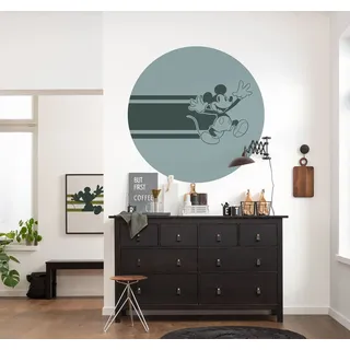 KOMAR Vlies - Mickey Bonjour - Größe 125 x 125 cm rund und selbstklebend grau