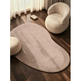Villeroy & Boch Wollteppich Kari Organisch Shape - Weicher Natur Wohnzimmerteppich mit Bordüre, Handgemacht & Natürlich, Modern für Wohnzimmer, Schlafzimmer, Esszimmer, Flur - Natur Beige, 125x200 cm