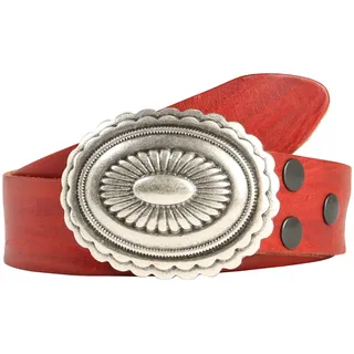 Rettungsring Gürtel Ledergürtel, mit austauschbarer Schließe »Mandala Silber«, rot