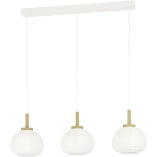 EGLO Hängeleuchte "SUMMERHILL Pendellampe - Stahl, Holz - E27 - 3X40W - IP20", weiß, braun, 3, H: 110cm, 1 Stk., Leuchten, Hängelampe, Deckenlampe, Wohnzimmer, Esszimmer, L92,5 x B22,5 x H110cm, Hängeleuchte
