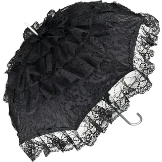 VON LILIENFELD Regenschirm Damen Sonnenschirm Brautschirm Hochzeitsschirm Melissa schwarz Rüschen