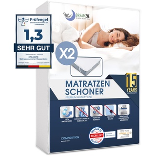 Matratzenschoner 160x200 cm Wasserdicht (2er-Set) Oeko-TEX Zertifiziert von Dreamzie - Atmungsaktive Matratzenauflage