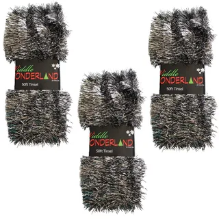 Weihnachtsbaum 3 Packungen 50ft x 3cm (150ft) Lametta Großartig Wert - Schwarz &