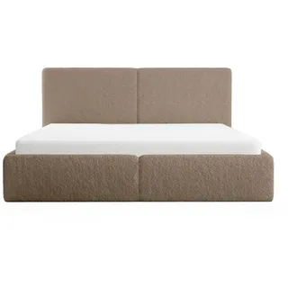 FEDVE Polsterbett Riberia Slim Bett mit Bettkasten 160x200 - Braun