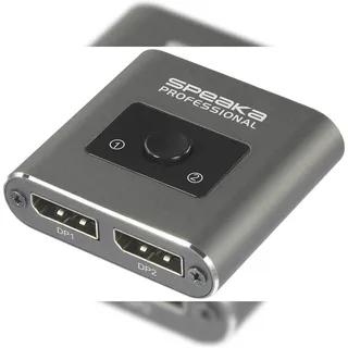SpeaKa Professional SP-BDS-250 2 Port DisplayPort-Switch UHD 8K @ 60 Hz, UHD 4K @ 120 Hz