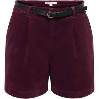 Shorts ONLY "ONLZEVA HW BELT CORD SHORTS CC PNT", Damen, Gr. M (38), N-Gr, fig, Cord, Obermaterial: 99% Baumwolle, 1% Elasthan, unifarben, regular fit kurz, Hosen Shorts, Baumwollmischung, Cord, regular fit, high waist