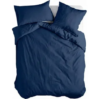 Basic Bettbezug Dunkelblau 135 x 200 cm 100% Baumwolle Hergestellt in Europa - Dunkelblau