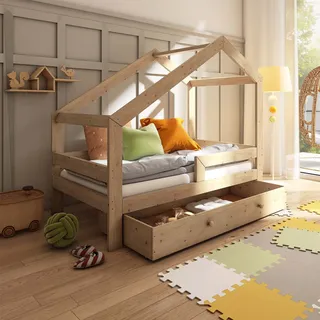 Need Sleep Hausbett mit Schublade und Rausfallschutz, Asymmetrisch 90x180 cm