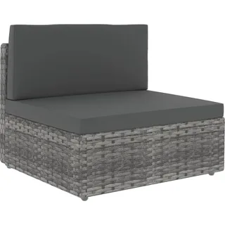 vidaXL 5-tlg. Garten-Lounge-Set mit Kissen Grau Poly Rattan - Grau