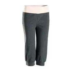 3/4 Hose Damen Yoga Baumwolle Ecodesign - Grau/rosa, S  (W28 - L31)