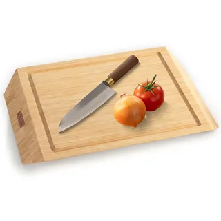 Namture Hackblock Sharp – Extra Dick 4 cm – Bambusholz Stirnholz Schneidebrett 45 x 30 cm – Premium Ölbehandlung – Saftrille, Antirutsch-Füße – in edler Geschenkbox