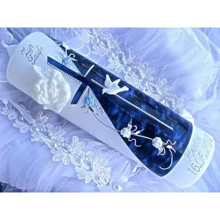 kerzenzauber-lusine VT-09 Tauf-/Kommunionkerze für Jungen und Mädchen 250/70 mm inkl. Zubehör zur Selbstbeschriftung