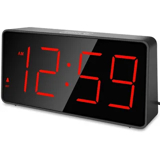 Eachui LED Wecker Digital mit Ladestation, Wecker mit Großen Zahlen, Helligkeit und Lautstärke Regelbar, Snooze, 12/24HR, Digital Uhr Netzbetrieben