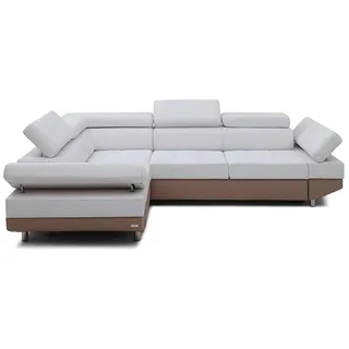 Ecksofa Wohnlandschaft Moderne Sofa Eck Couch Garnitur Design Polster 100% Leder - Weiß