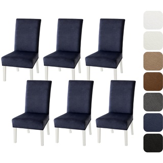 MIULEE Stuhlhussen 6er Set Stuhlhusse Samt Stretch Elastischer Stuhlbezug Abnehmbarer Waschbarer Stuhlhussen Schwingstühle für Küche Wohnzimmer Bankett Familie Restaurant Hotel Party,Marineblau