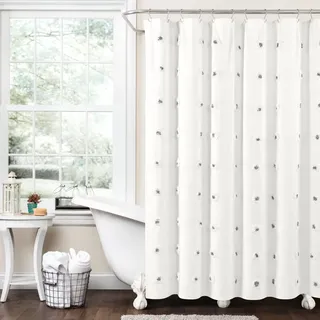 Lush Decor Boho Circle Duschvorhang, gefärbt, umweltfreundlich, recycelte Baumwolle, 183 x 183 cm, Grau