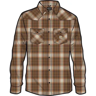 CARHARTT Montana Rugged Flex Snap Front, Hemd - Braun/Beige/Orange (Brn) - L