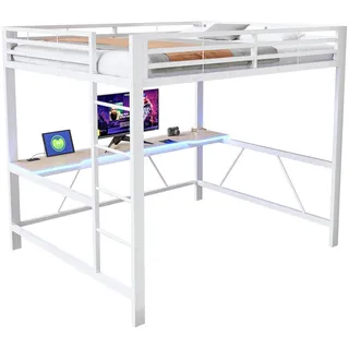 Komhtom Metallbett 160x200 cm mit Schreibtisch in Weiß , Metall , Mode , 160x200 cm , Schlafzimmer, Betten, Metallbetten