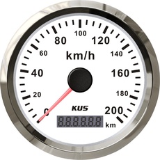 KUS Wasserdichte GPS Tacho Kilometerzähler 0-200km/h Für Auto Motorrad Lkw 85mm (Weiß)