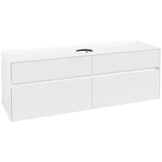 Villeroy & Boch Collaro Waschbeckenunterschrank, 4 Auszüge, wandhängend, Waschbecken mittig, 1600x548x500mm, C04900MS, Farbe: Front/Korpus: White Matt, Griff: White Matt