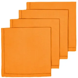 Homescapes Stoffservietten 4er-Set orange, 45/45 cm, 100% Baumwolle,