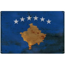 Blechschild Wandschild 20x30 cm Kosovo Fahne Flagge