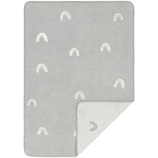 LÄSSIG Babystrickdecke Kuscheldecke Babydecke gewebt 100% Bio Baumwolle GOTS/Woven Blanket Rainbow grey