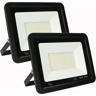 YCZM LED Strahler Außen 50W,LED Strahler IP65 Wasserdicht,Scheinwerfer 6500K Kaltweiß 5000LM,Außenstrahler 72 LEDs Schwarz Gehäuse,2 Stück Outdoor Floodlight für Garten Garage Hof Sportplatz Lager