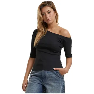 Urban Classics Organic Asymmetric Rib Kurzarm-t-shirt 2 Einheiten - Black / White - 4XL